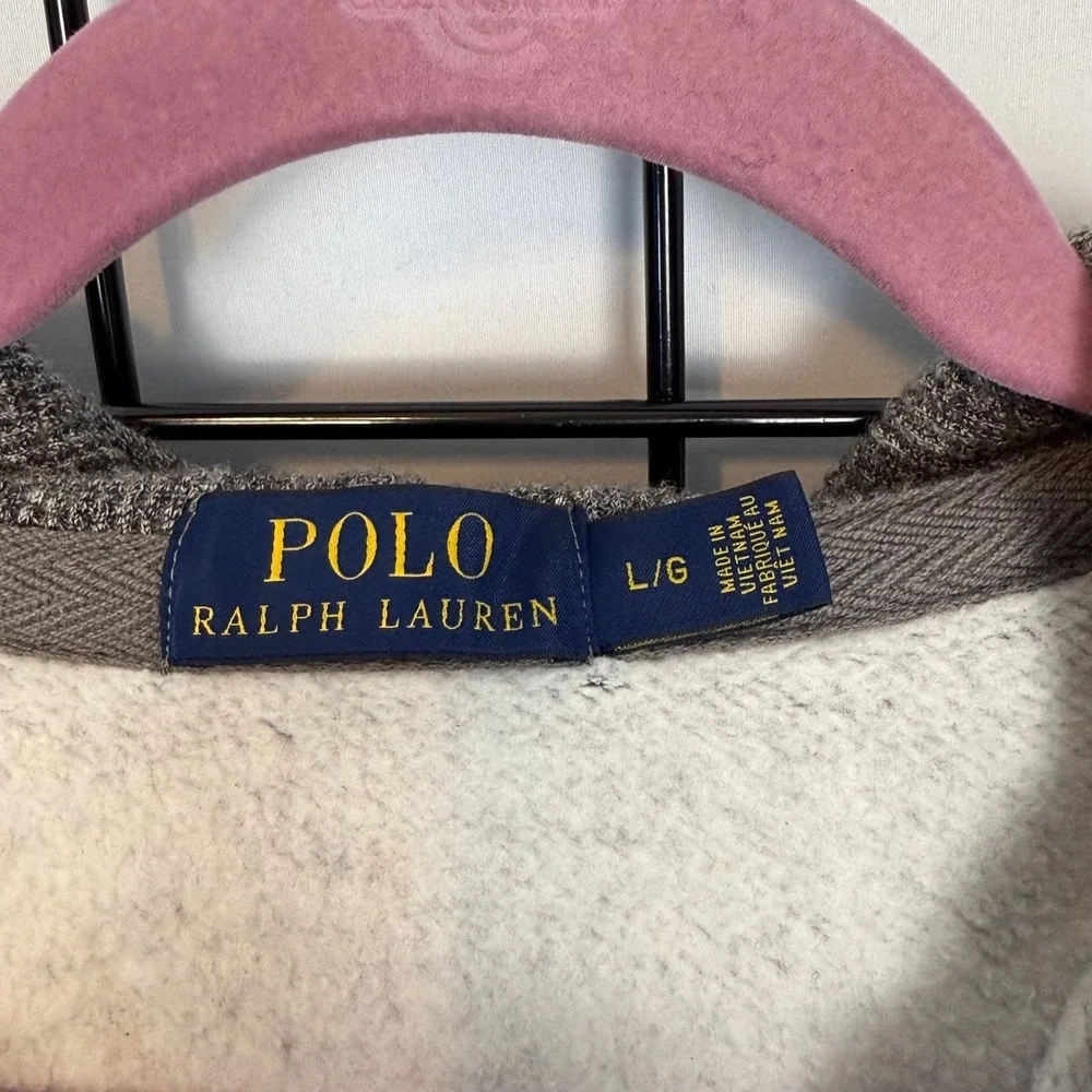 Polo Ralph Lauren Full Zip Hoodie Mens Large‎ Gray Fleece Athleisure Loungewear